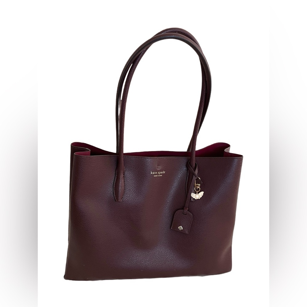 SOLD ON DEPOP Kate Spade Burgundy Leather Tote Bag